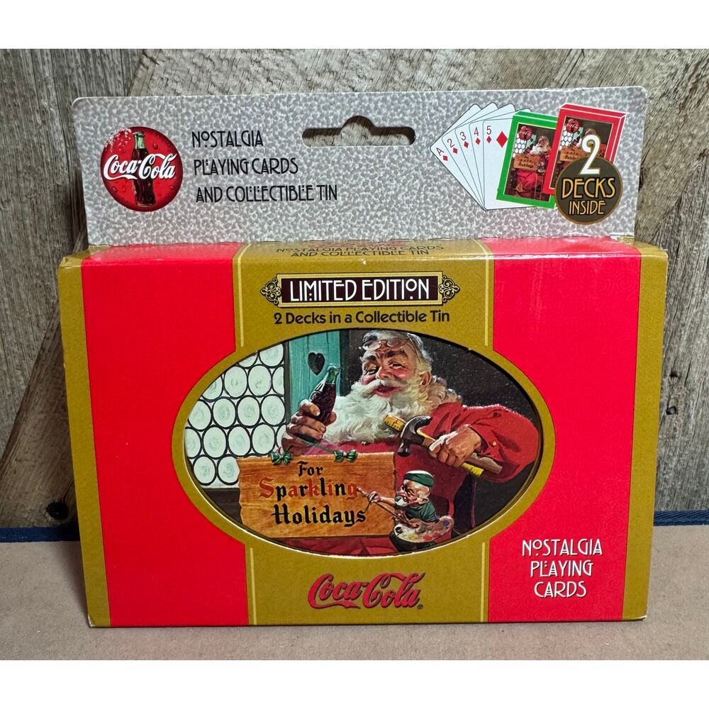 NIP Coca-Cola Memorabilia Christmas Santa Claus Playing Cards Double Decks 1998